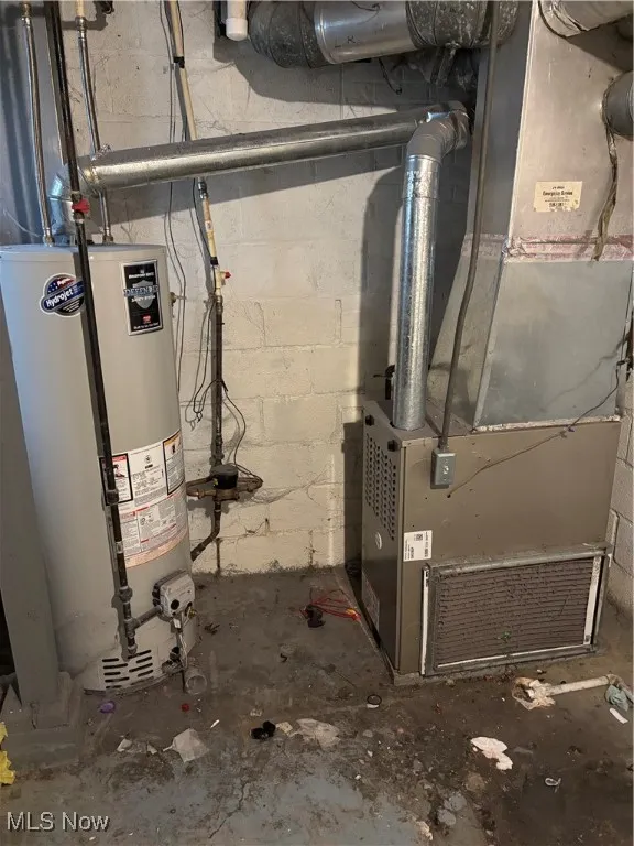 Utilities featuring water heater and heating unit