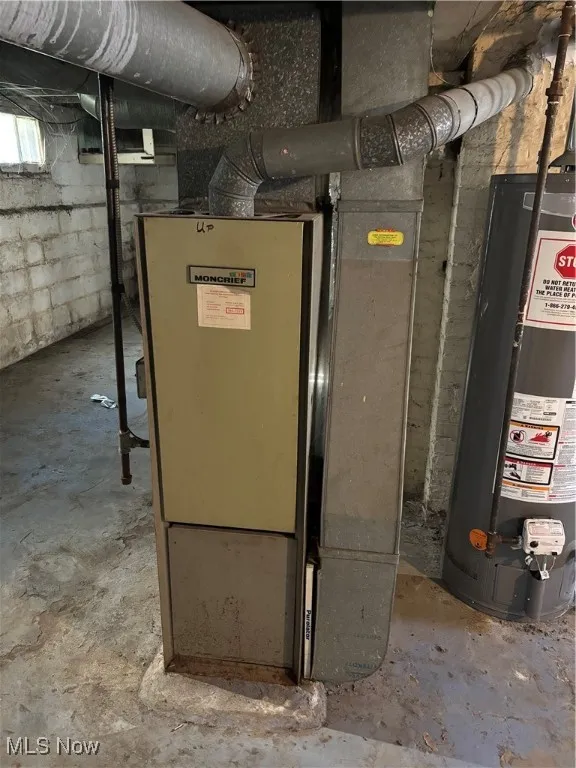 Utilities featuring water heater and heating unit