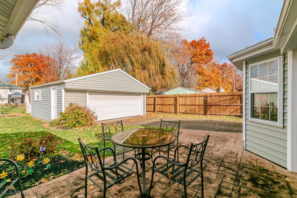 This is a view from the stamped concrete area towards the garage with man door!
