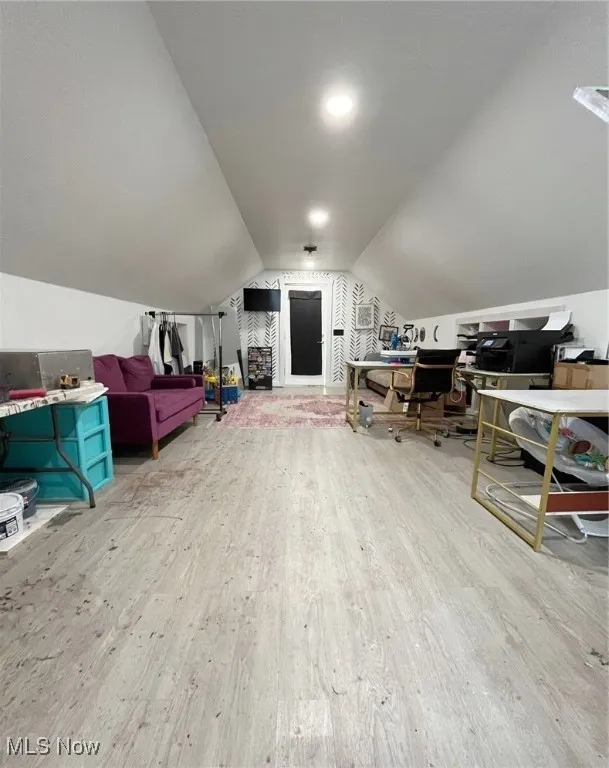 Workshop over detached garage.