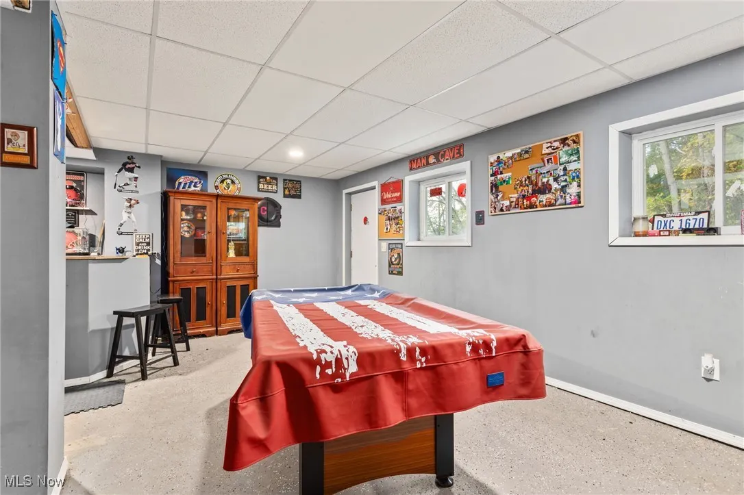 Rec room located in the basement
