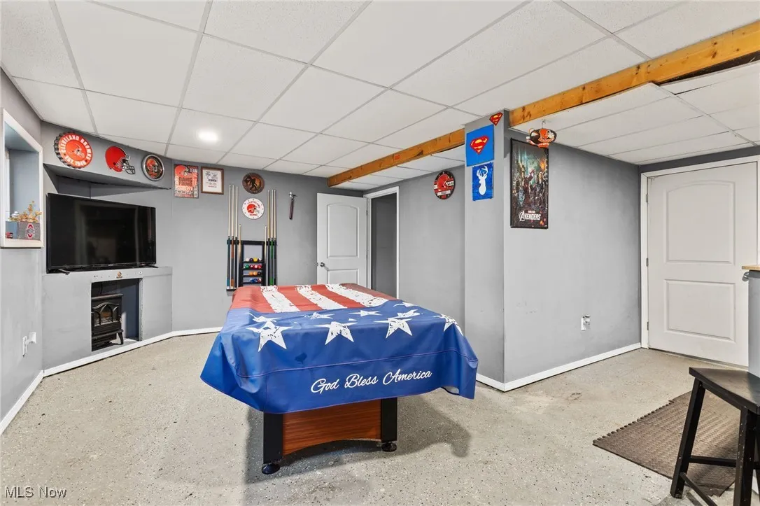 Rec room located in the basement