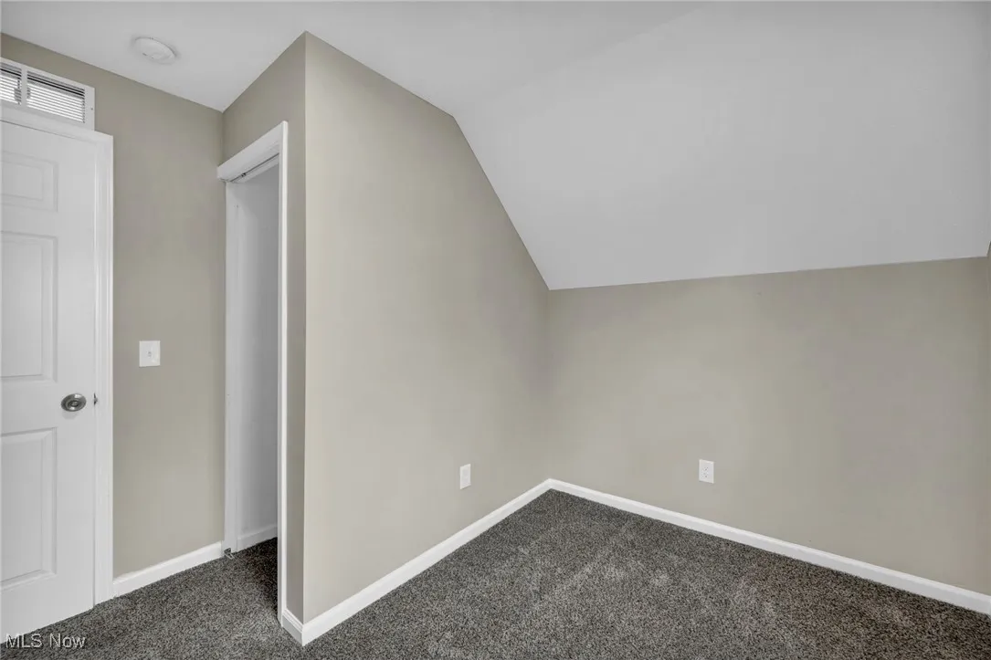 Bonus room featuring carpet flooring and vaulted ceiling