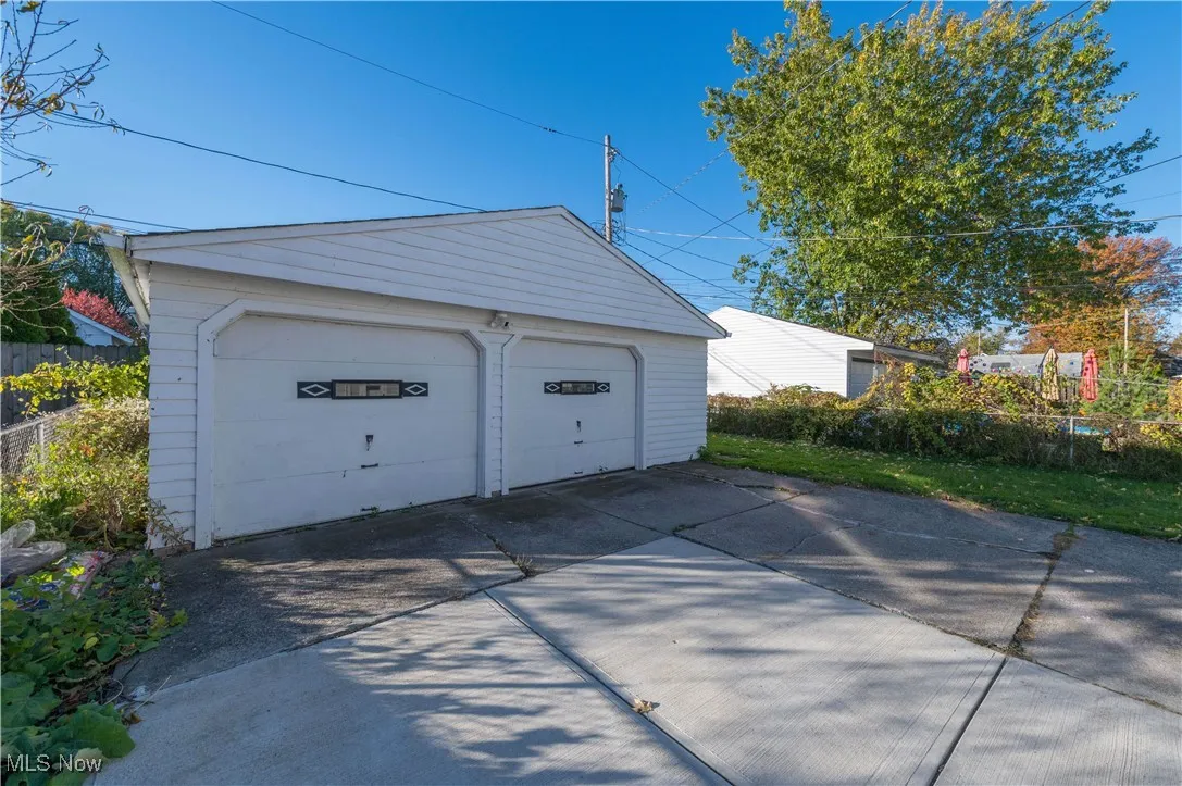 View of detached garage