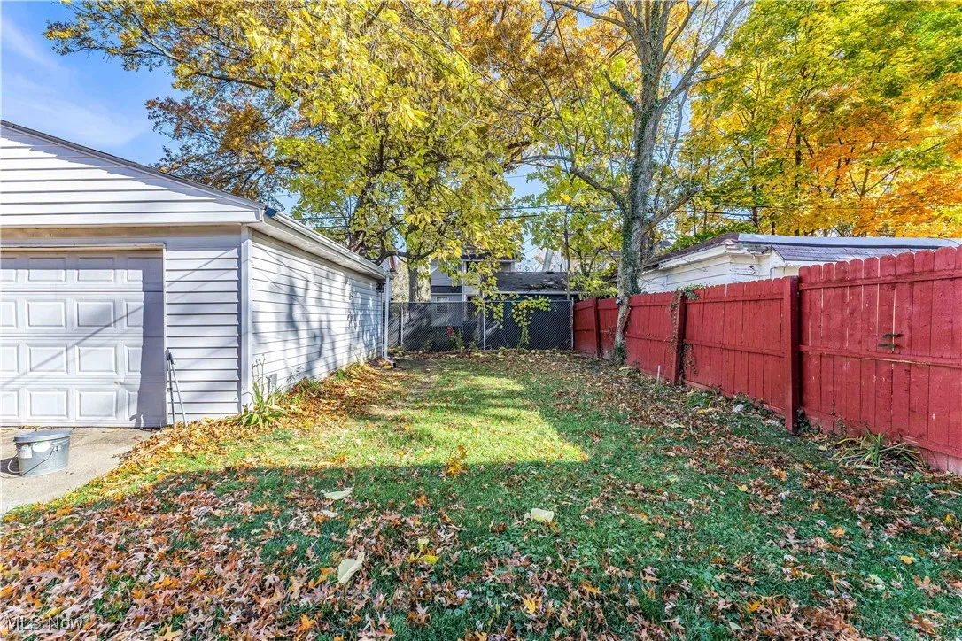 View of fenced backyard