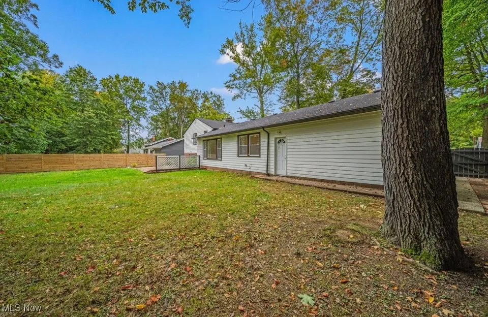 Back of property featuring a fenced backyard