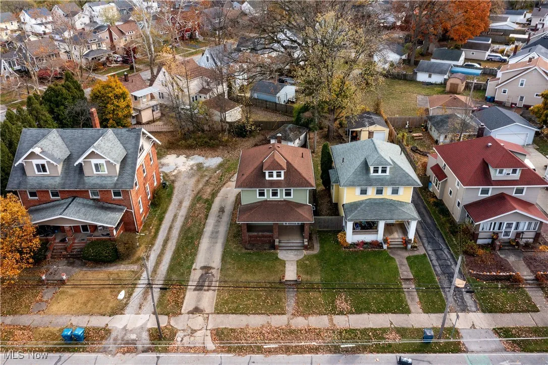 Aerial perspective of suburban area