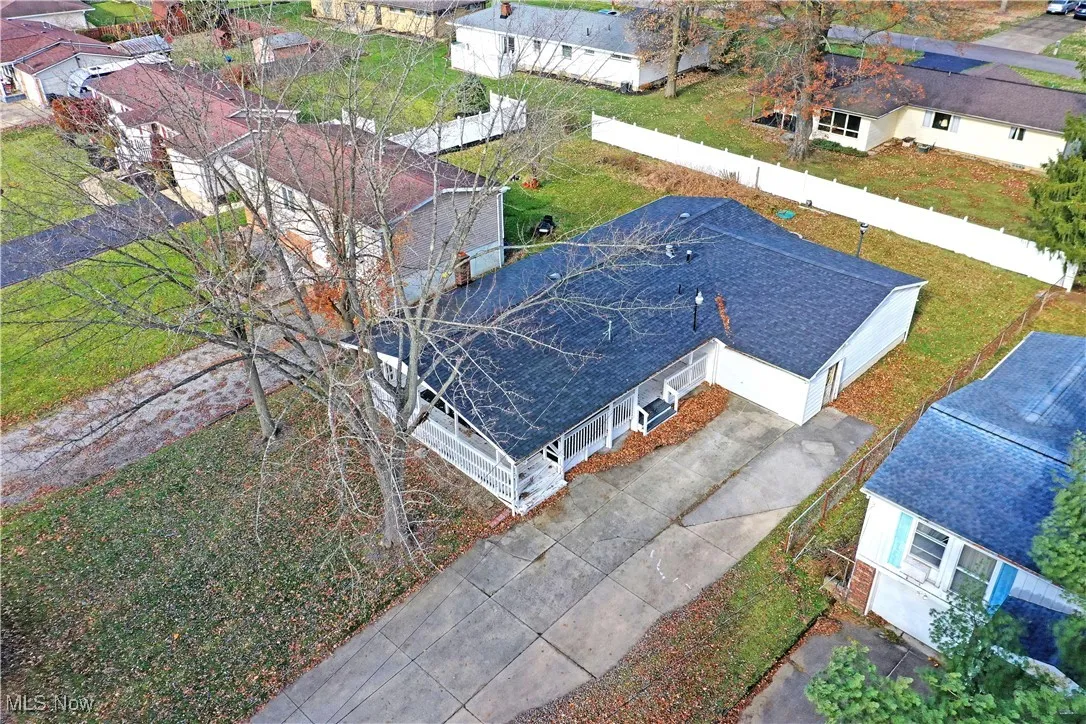 Aerial perspective of suburban area
