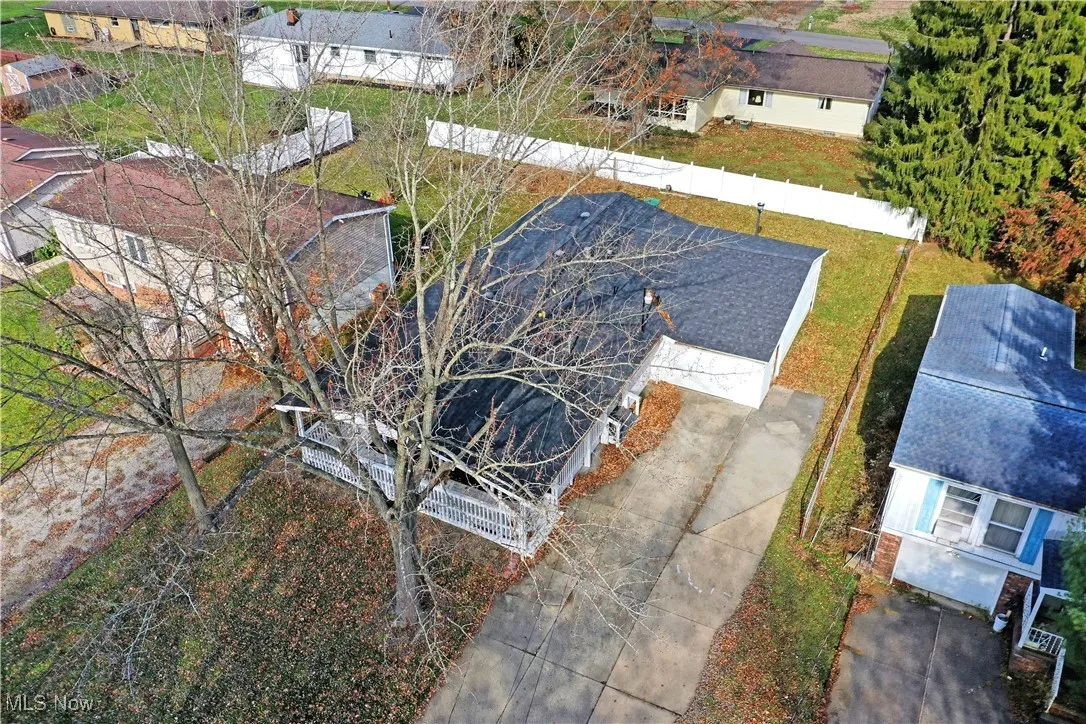 Aerial perspective of suburban area