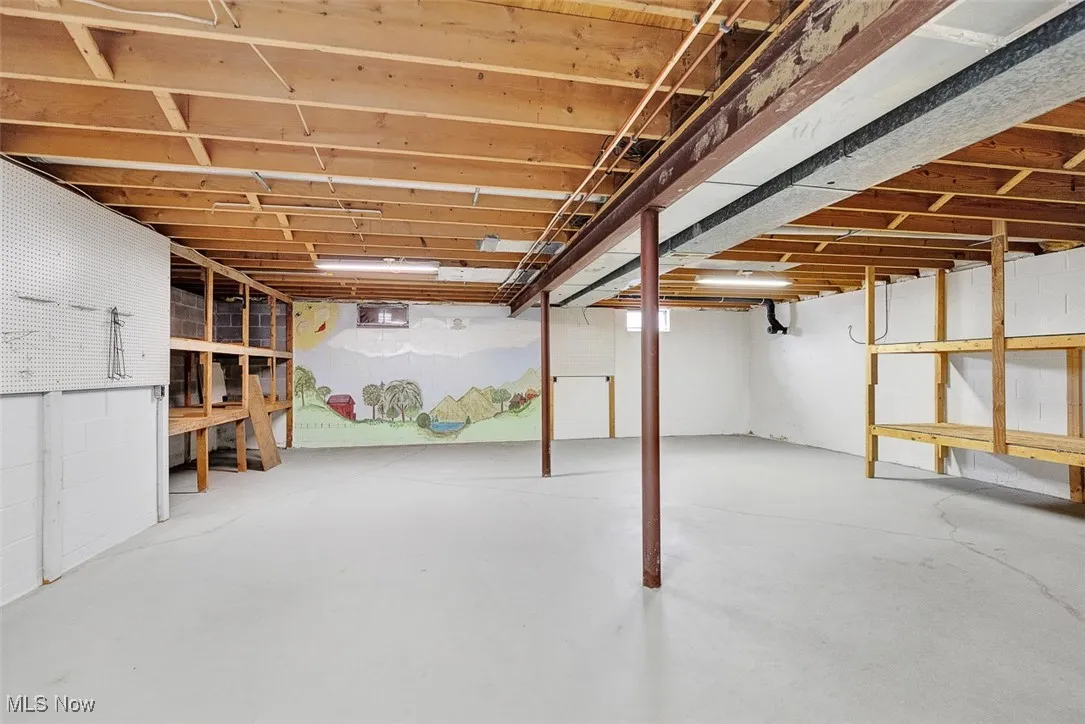 View of unfinished basement