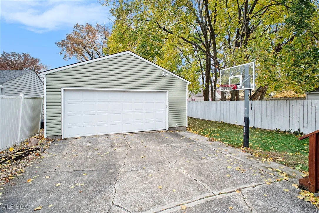 View of detached garage