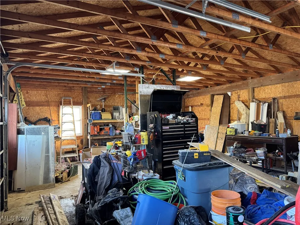 Garage with a workshop area