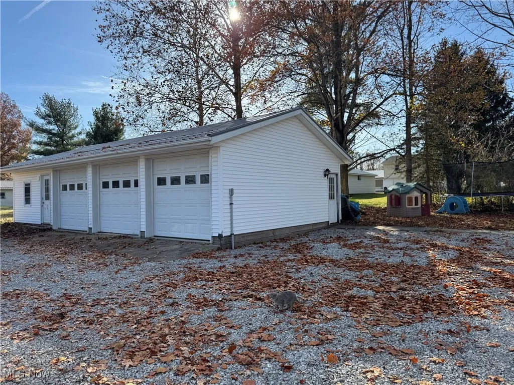 View of detached garage