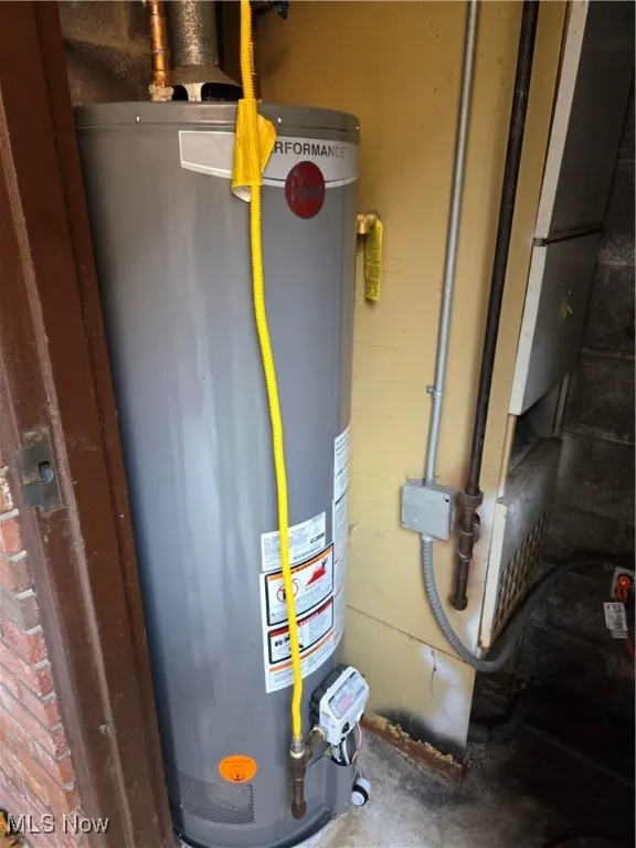 Utility room featuring gas water heater