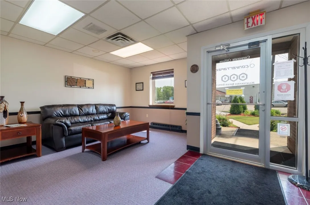 Lobby with a paneled ceiling