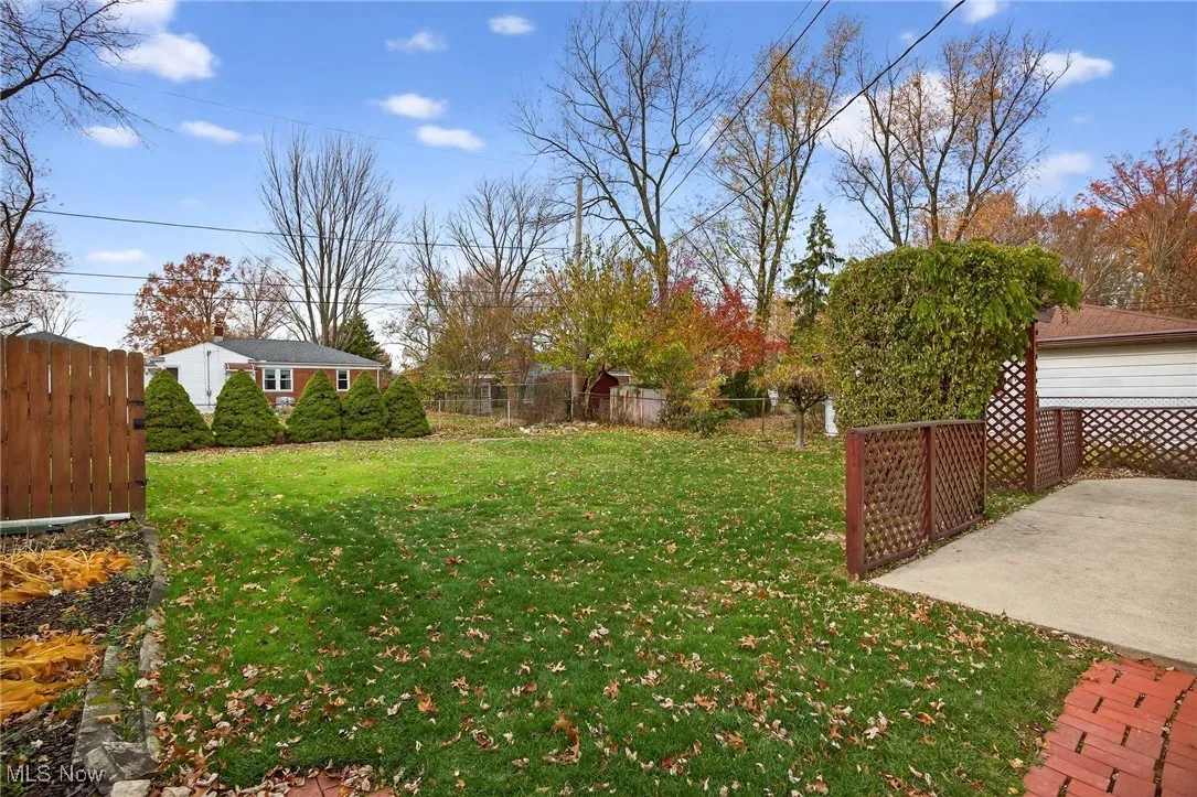 View of fenced backyard