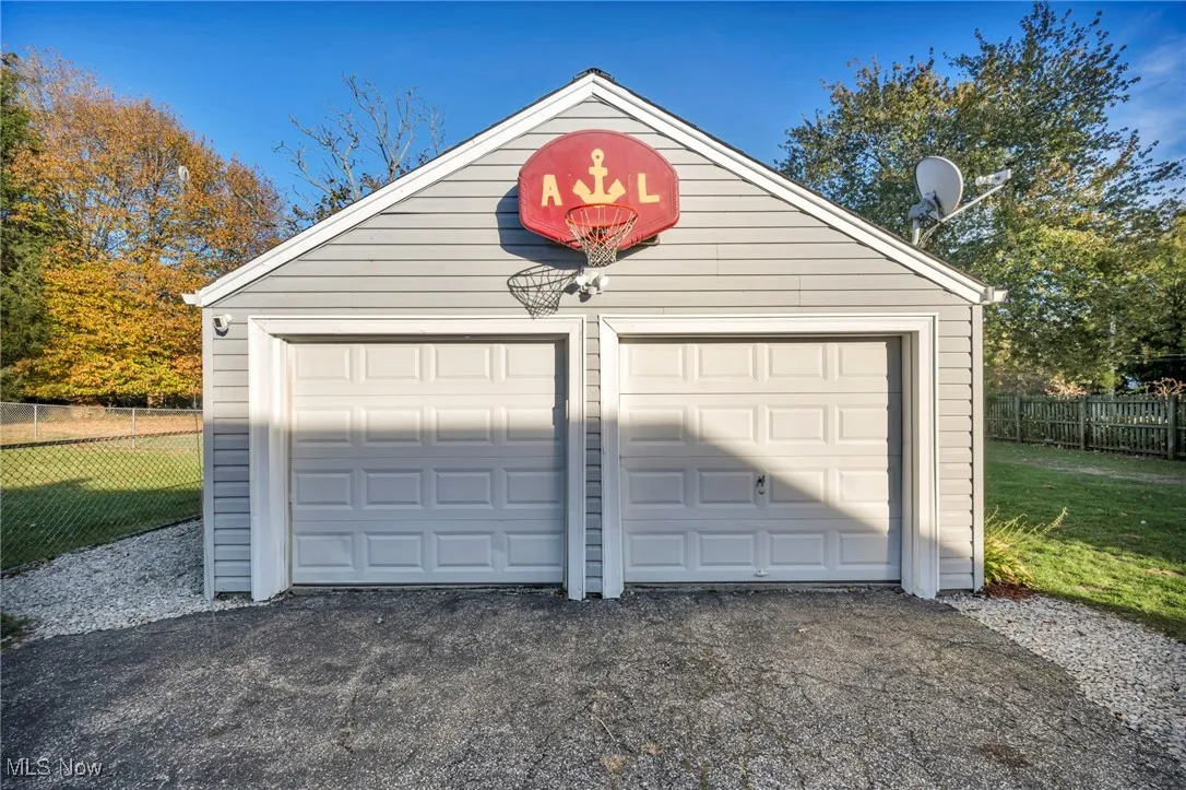 View of detached garage
