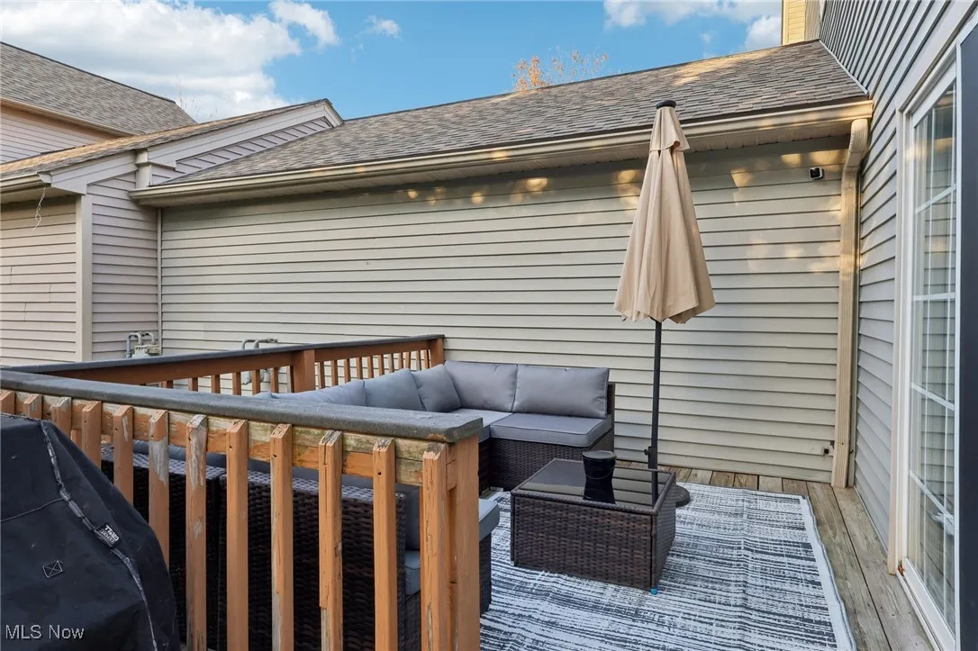 Wooden terrace with outdoor lounge area