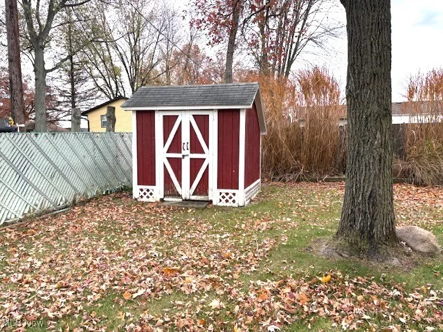 View of shed with a fenced​​‌​​​​‌​​‌‌​‌‌​​​‌‌​‌​‌​‌​​​‌​​ backyard