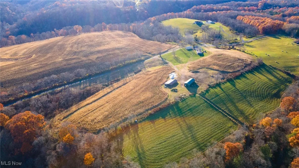 Aerial overview of property's location featuring rural landscape