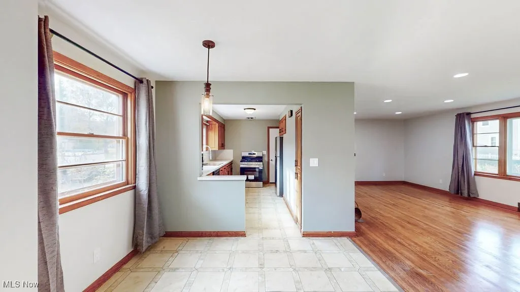 Dining, kitchen and living rooms