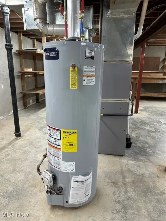 Utilities featuring water heater and heating unit