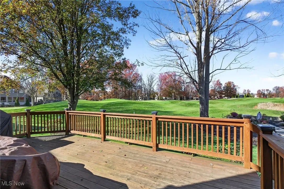 Deck with golf course view.