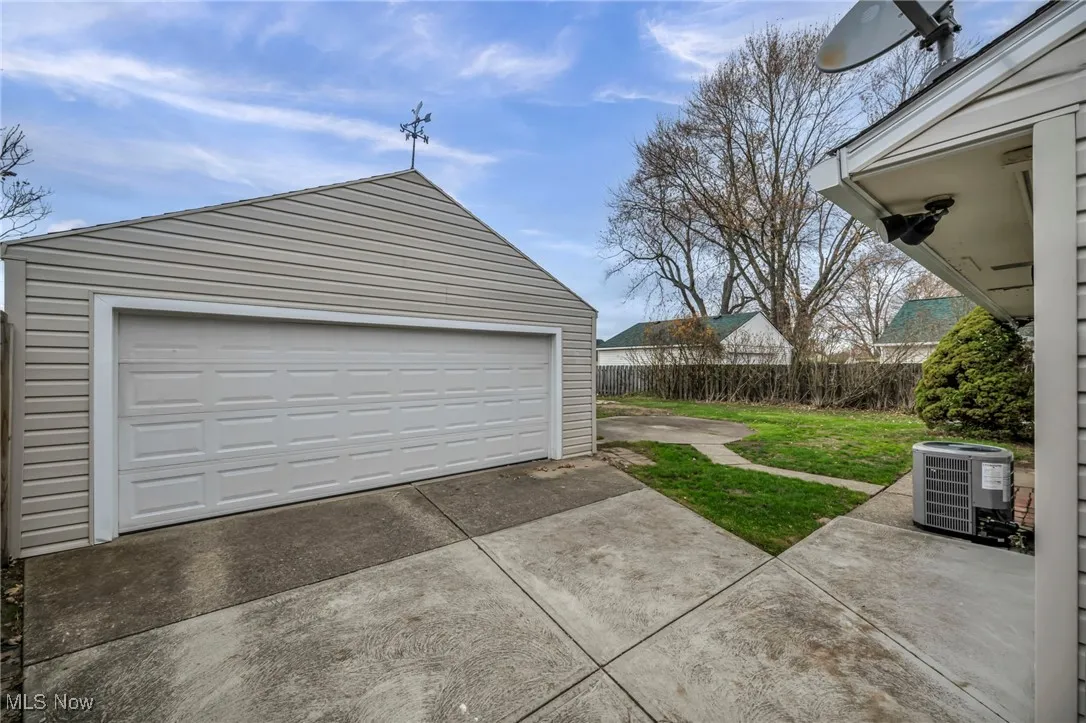 View of detached garage