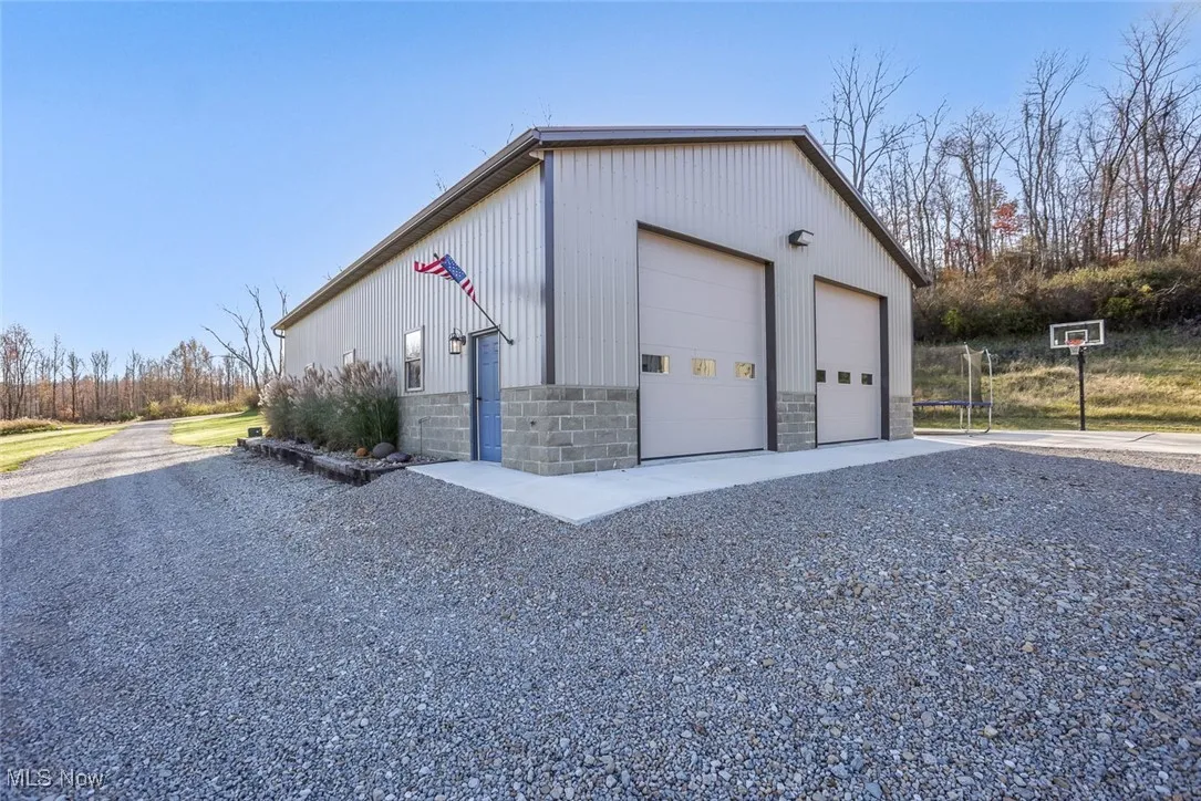 View of detached garage