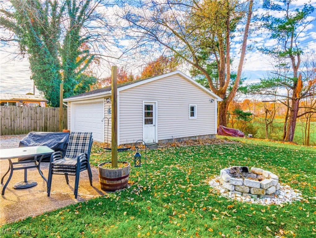 Backyard with view of Garage