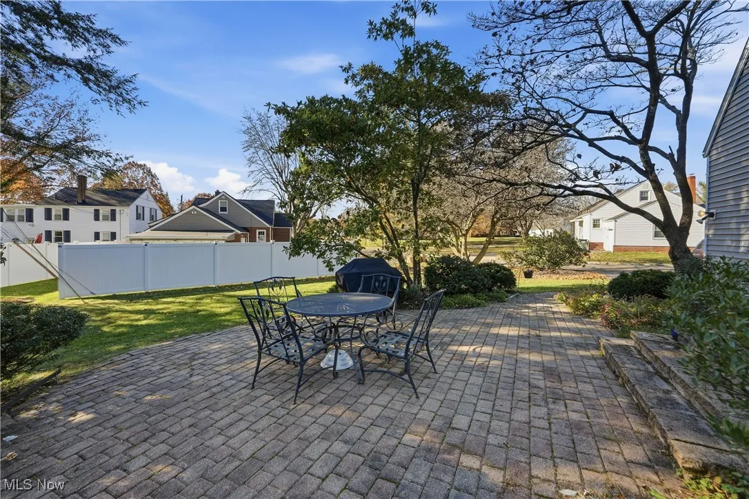 View of patio / terrace featuring outdoor dining space and a residential view