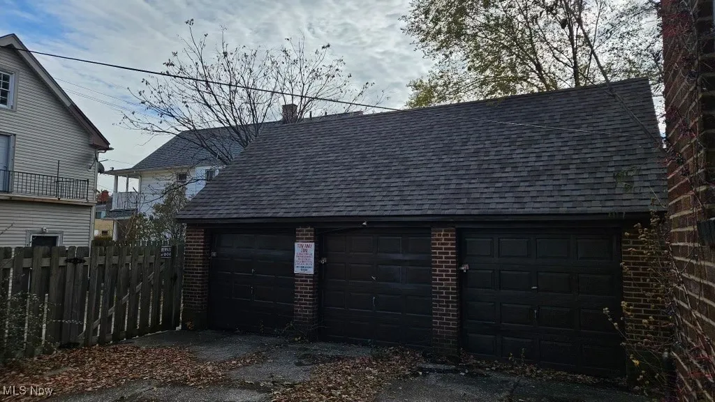 View of detached garage