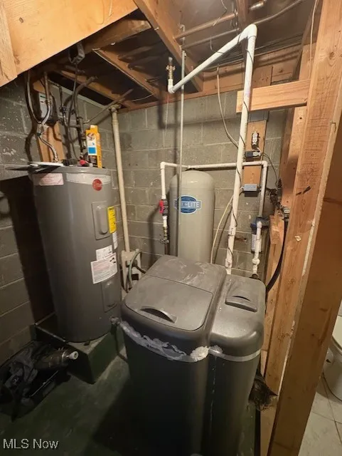 Utility room with electric water heater