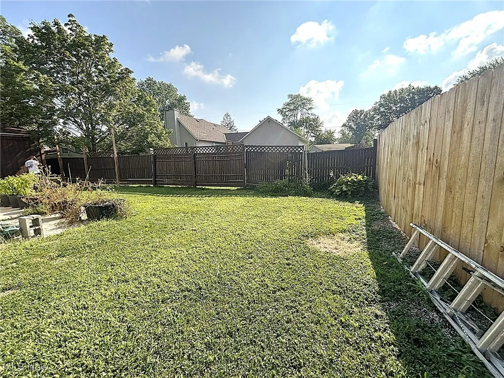 View of fenced backyard