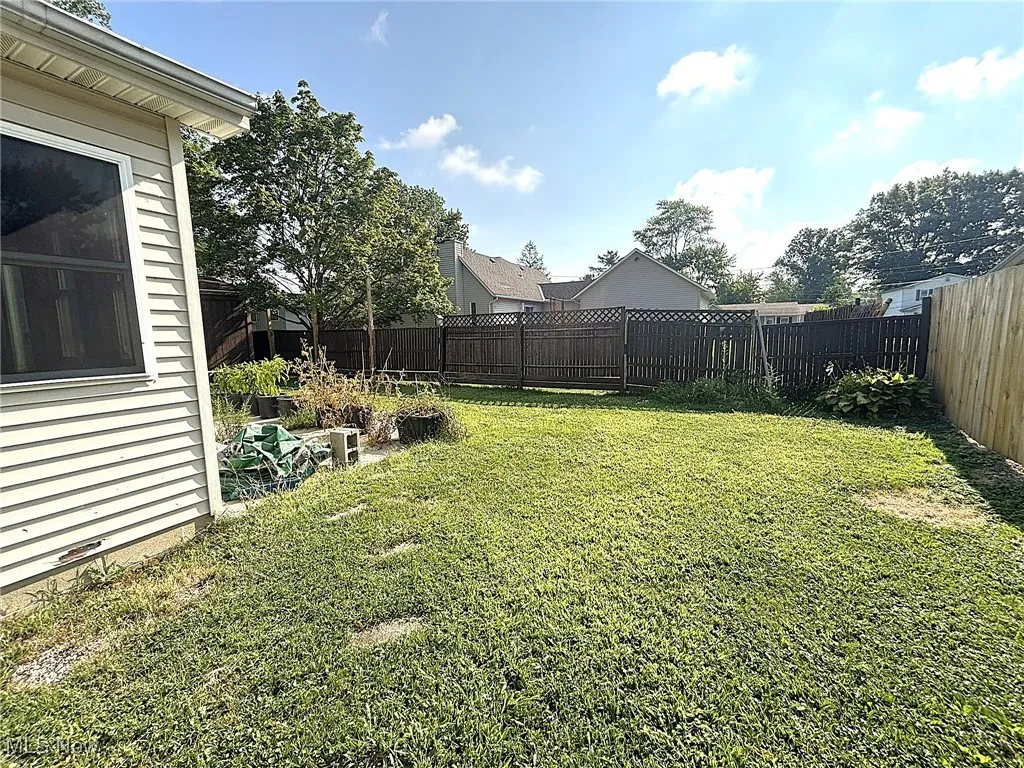 View of fenced backyard