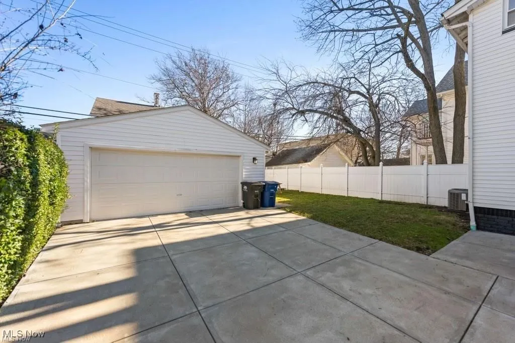 View of detached garage