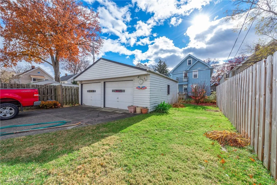View of detached garage