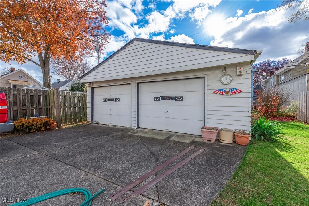 View of detached garage