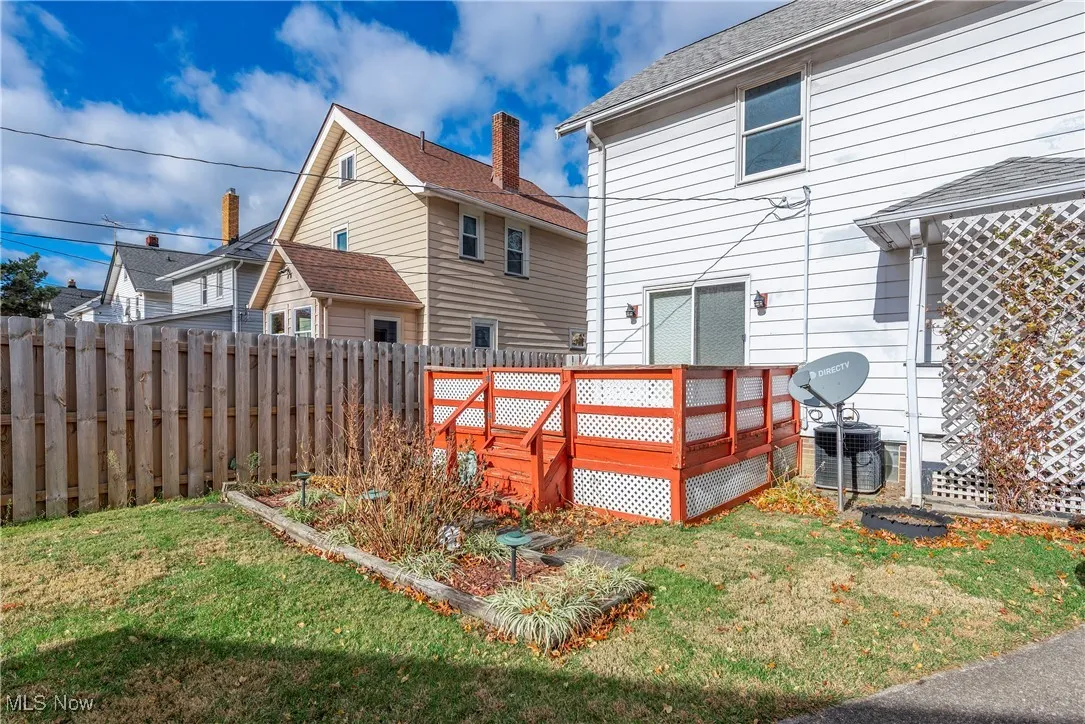 Back of house featuring a deck, a fenced backyard, and roof with shingles