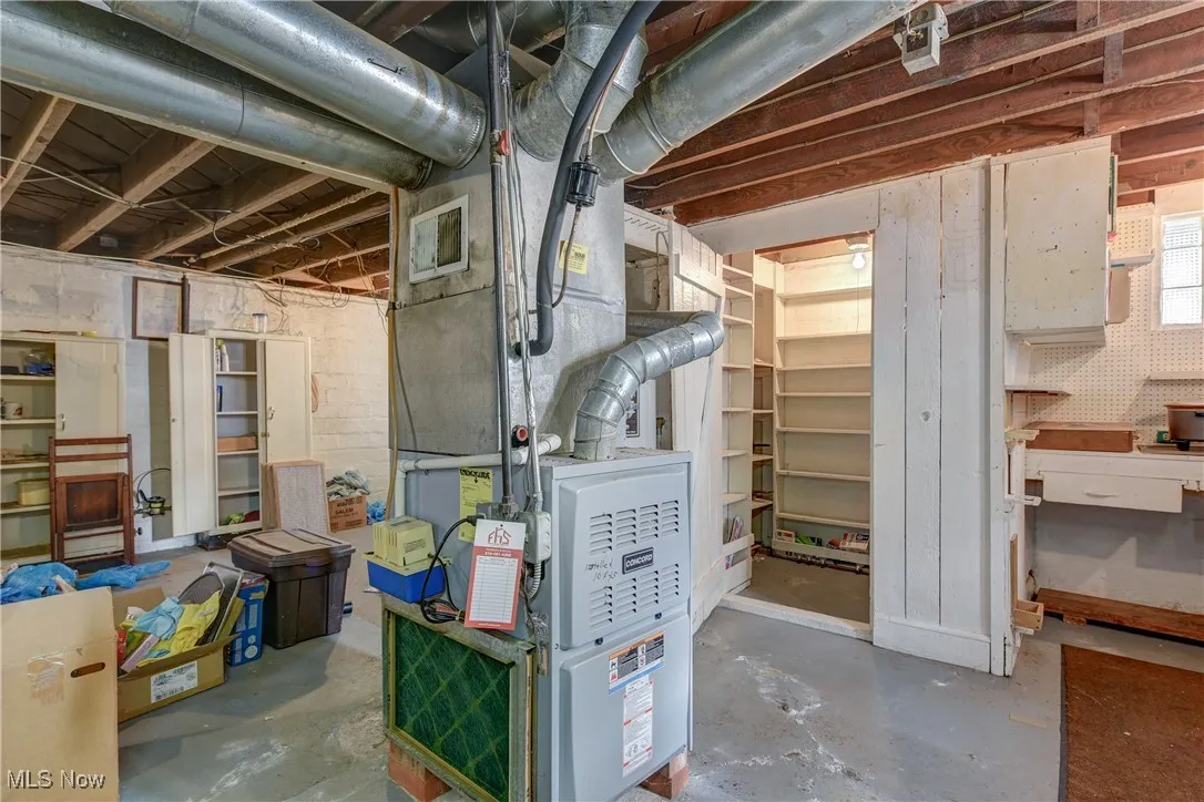 Basement with heating unit