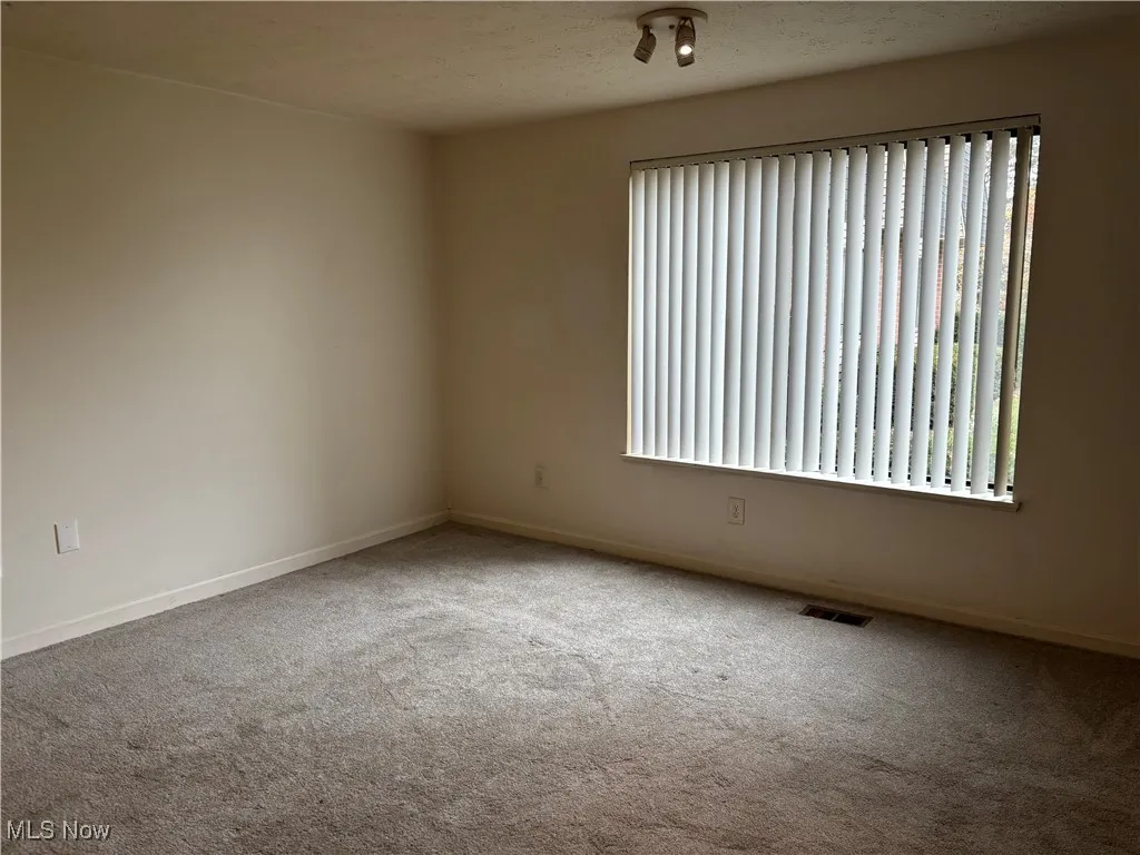 Unfurnished living room featuring carpet flooring and a textured ceiling