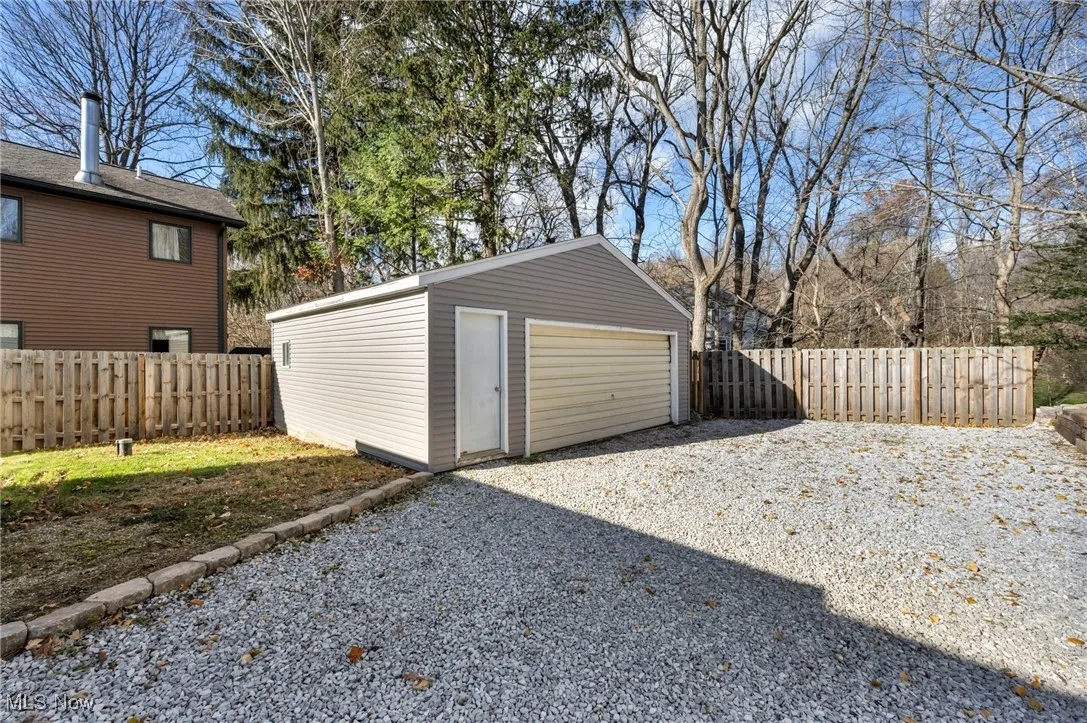 View of detached garage