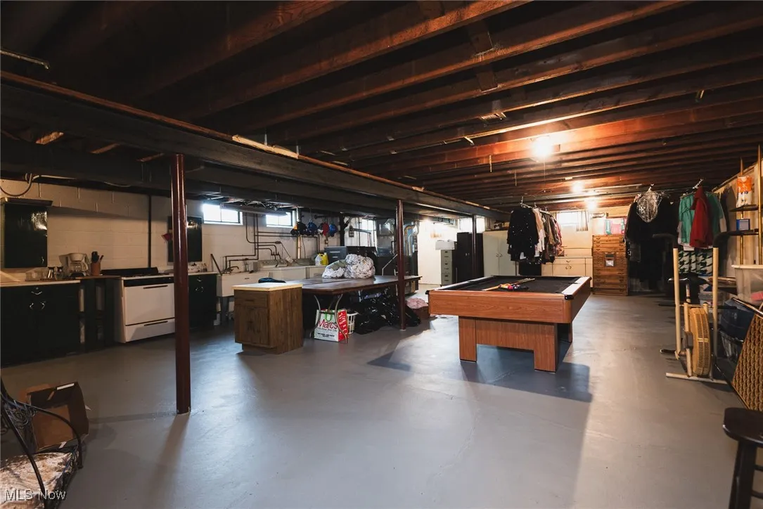 Basement with pool table