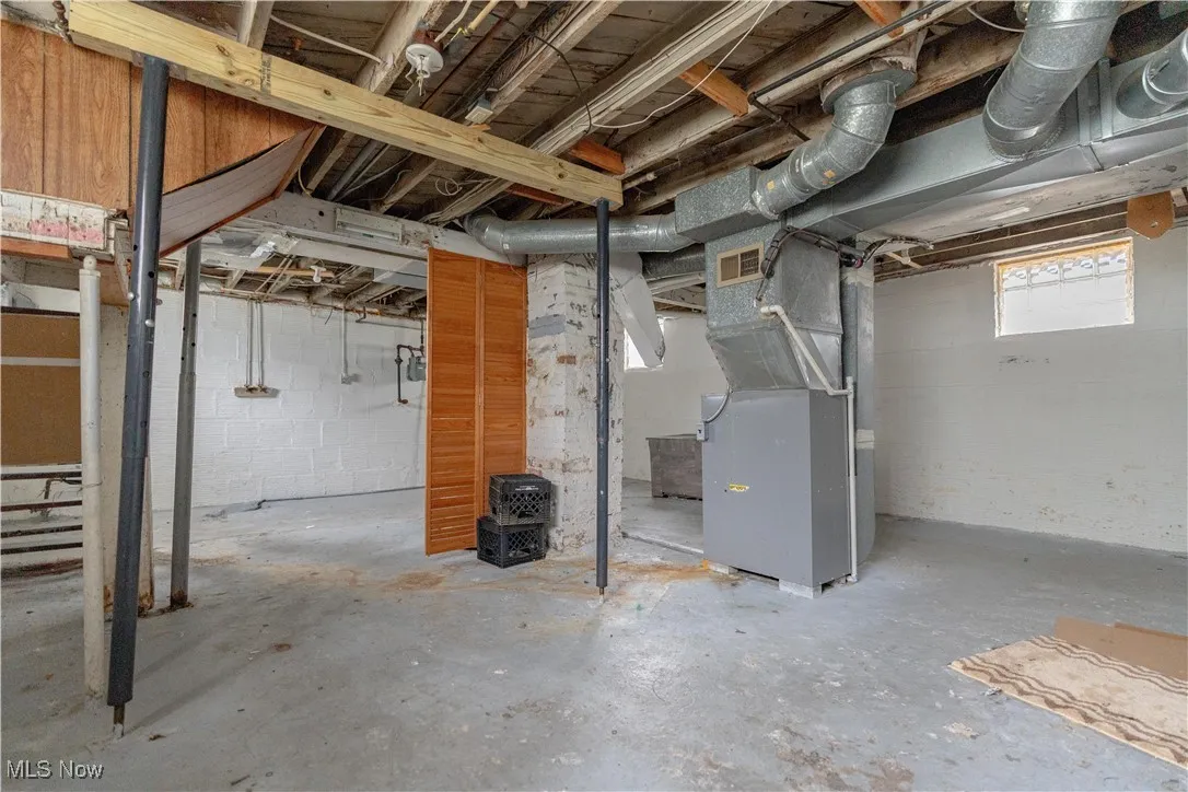 Basement with heating unit