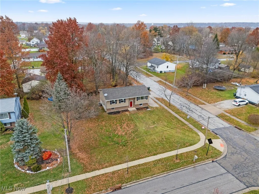 Aerial perspective of suburban area