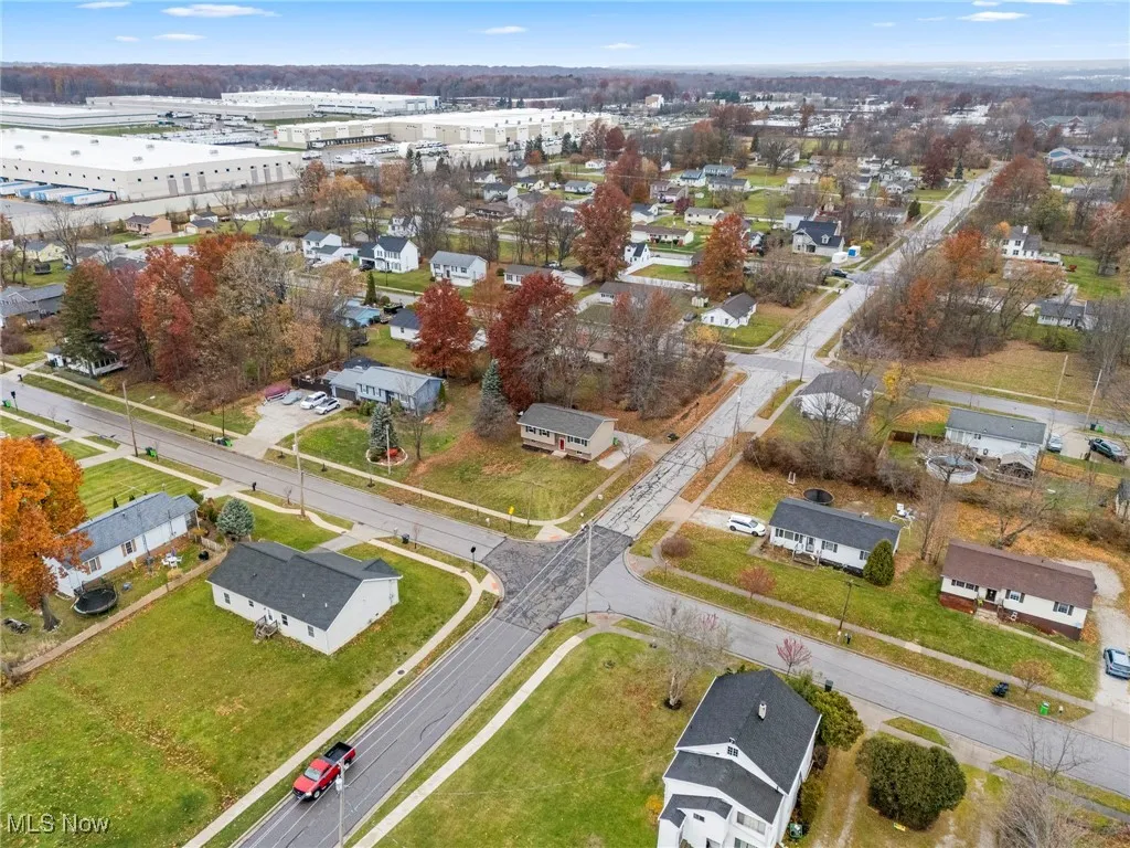 Aerial perspective of suburban area