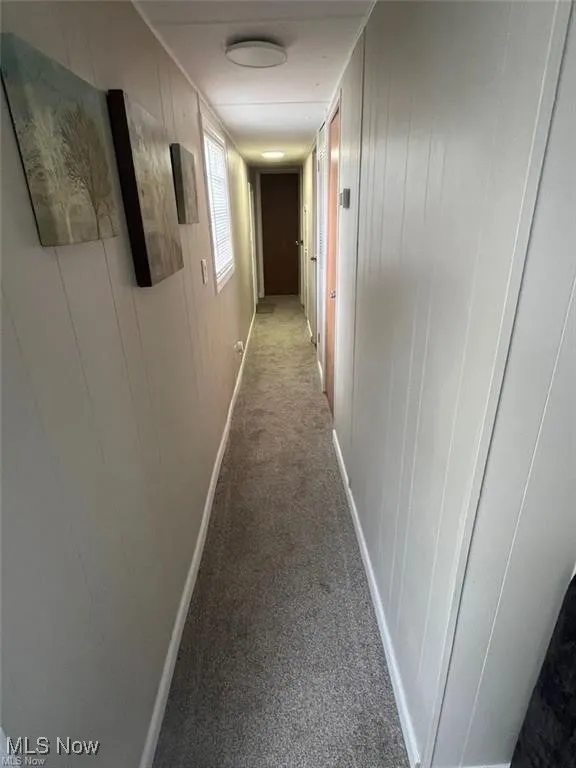 Hall with carpet and baseboards