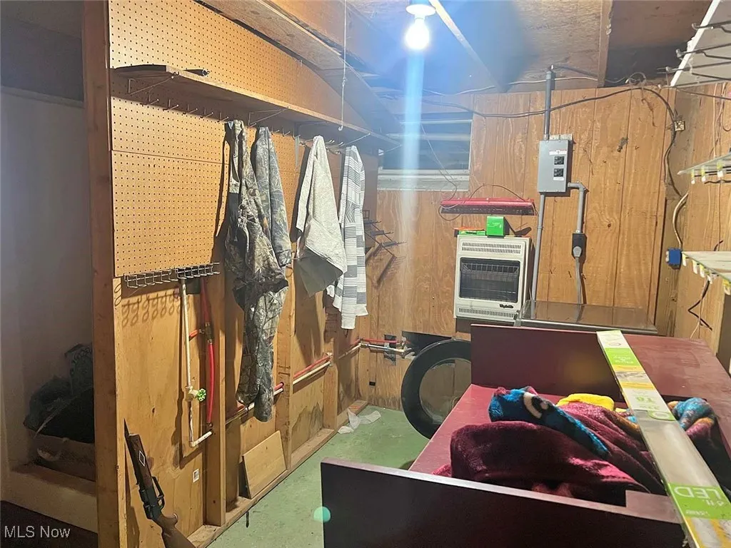 Storage with heating unit and electric panel