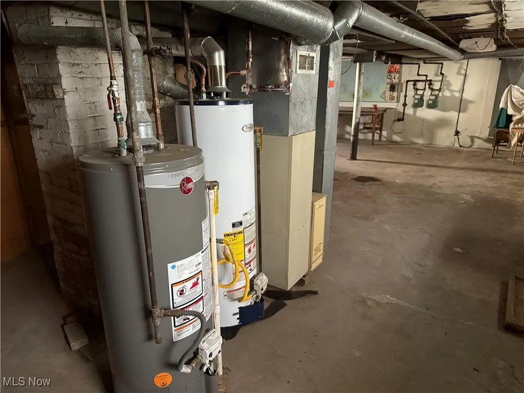 Utilities featuring gas water heater and heating unit