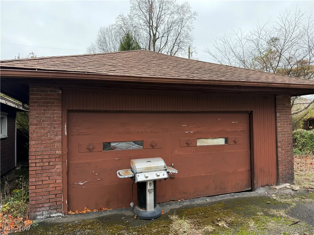 View of detached garage